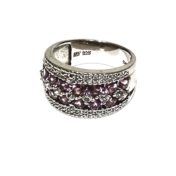 Pink amethyst and white topaz ring - Picture 4 of 4